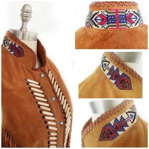 paso diamond el fringe vest beaded leather